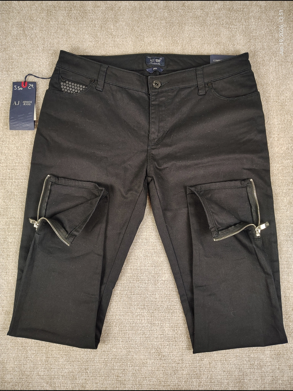 Women's ARMANI JEANS IRIS Skinny Fit Black Jeans Sz 29W & 31W
